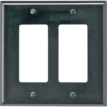 EATON WIRING DEVICES Wall Plate 2 Gang Decr Mid Blk PJ262BK